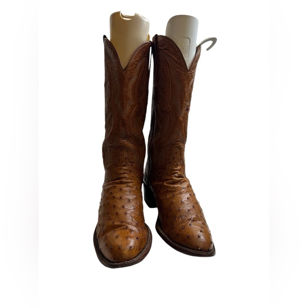 Lucchese classic handmade Ostrich Brown/ Tan Cowboy Boots size 9.5